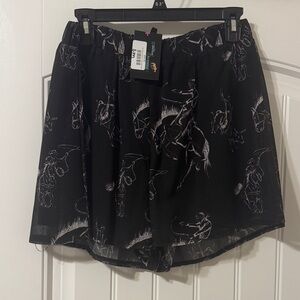 Elegant Black Rodeo Patterned High Waist Shorts